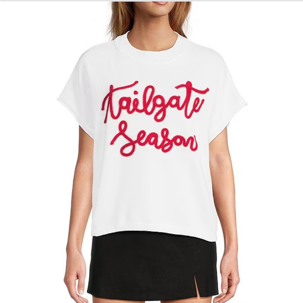 Texas Tech Women's White and Bright Red Tailgate Season Sweater size S/M
